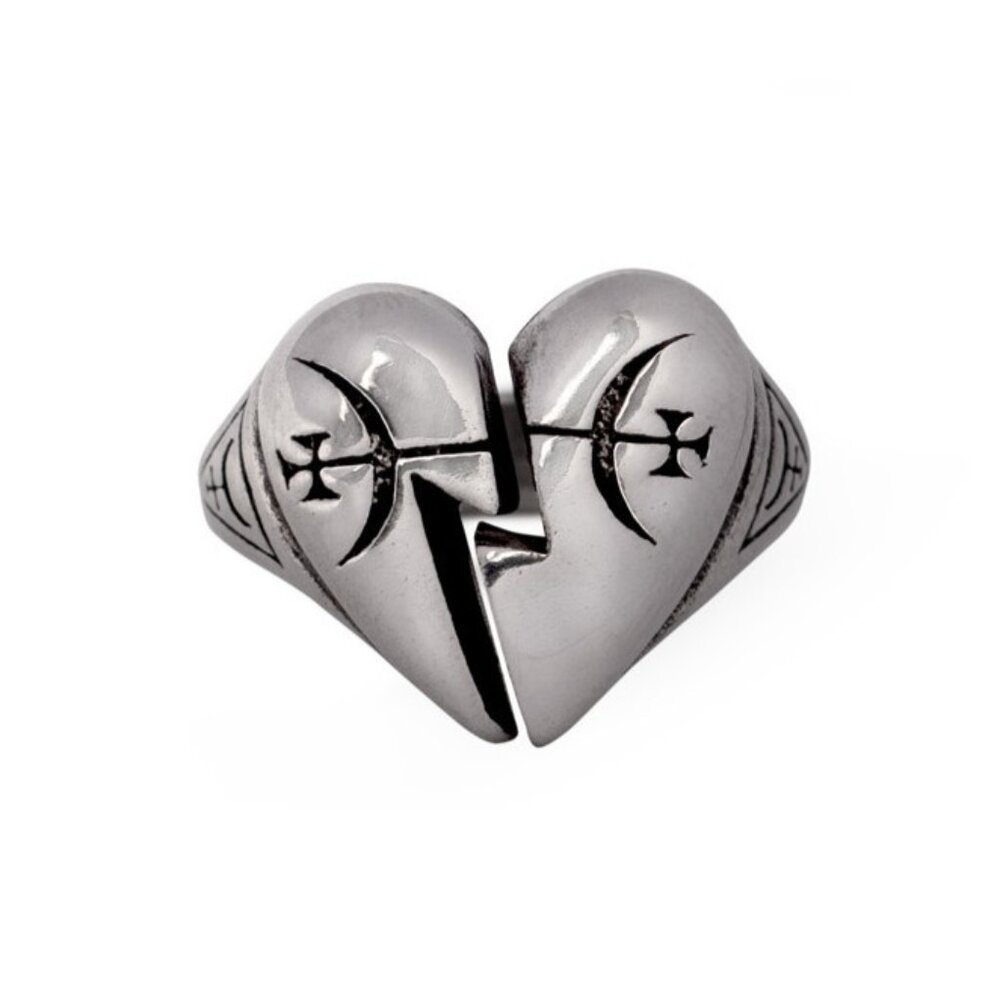 Alchemy Gothic Broken Promise Heart Ring Transformation Adjustable Pewter R258